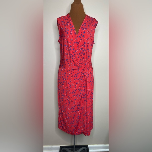 Banana Republic Print Twist Faux Wrap Sleeveless Dress Size Medium - Picture 1 of 8